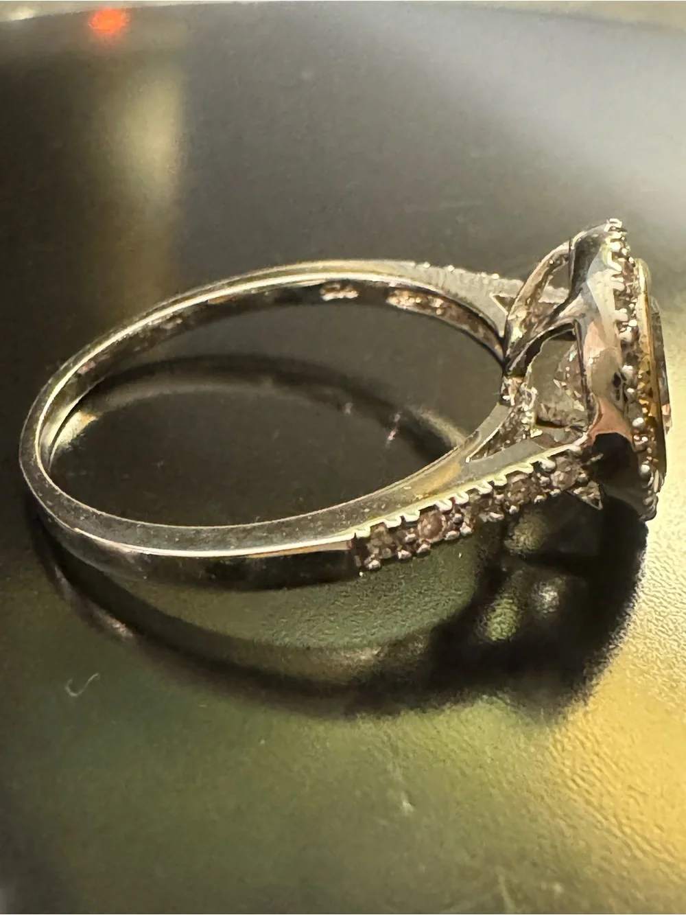 Sterling Silver 925 Two-Tone CZ Halo Ring - Gold Vermeil Bezel - Size 8.75